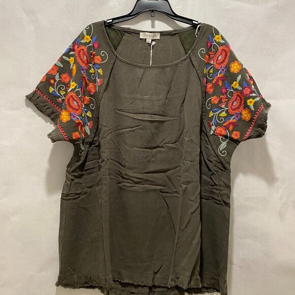Umgee Plus Size Army Green Short Sleeve Top – NWT 1X - Picture 2 of 6
